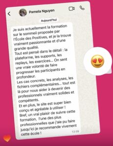 témoignage de pamela pour la formation de consultante sommeil