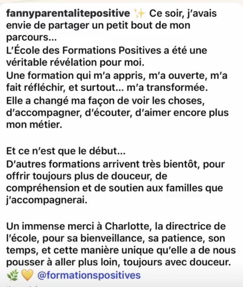 L'avis sur la formation parentalité de Fanny