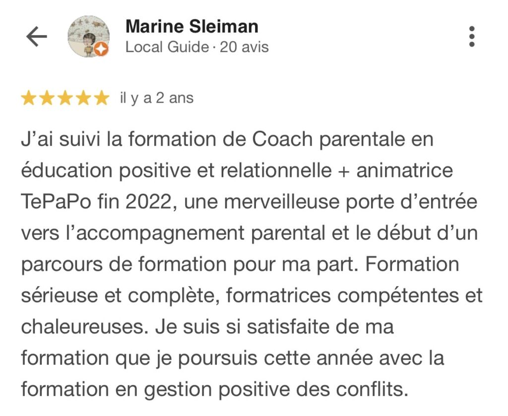 Formation accompagnante parentalité Marine