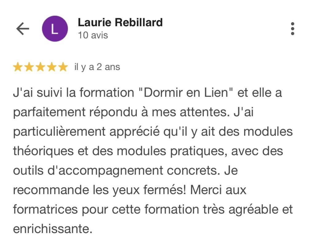 Témoignage formation consultante sommeil de Laurie Rebillard