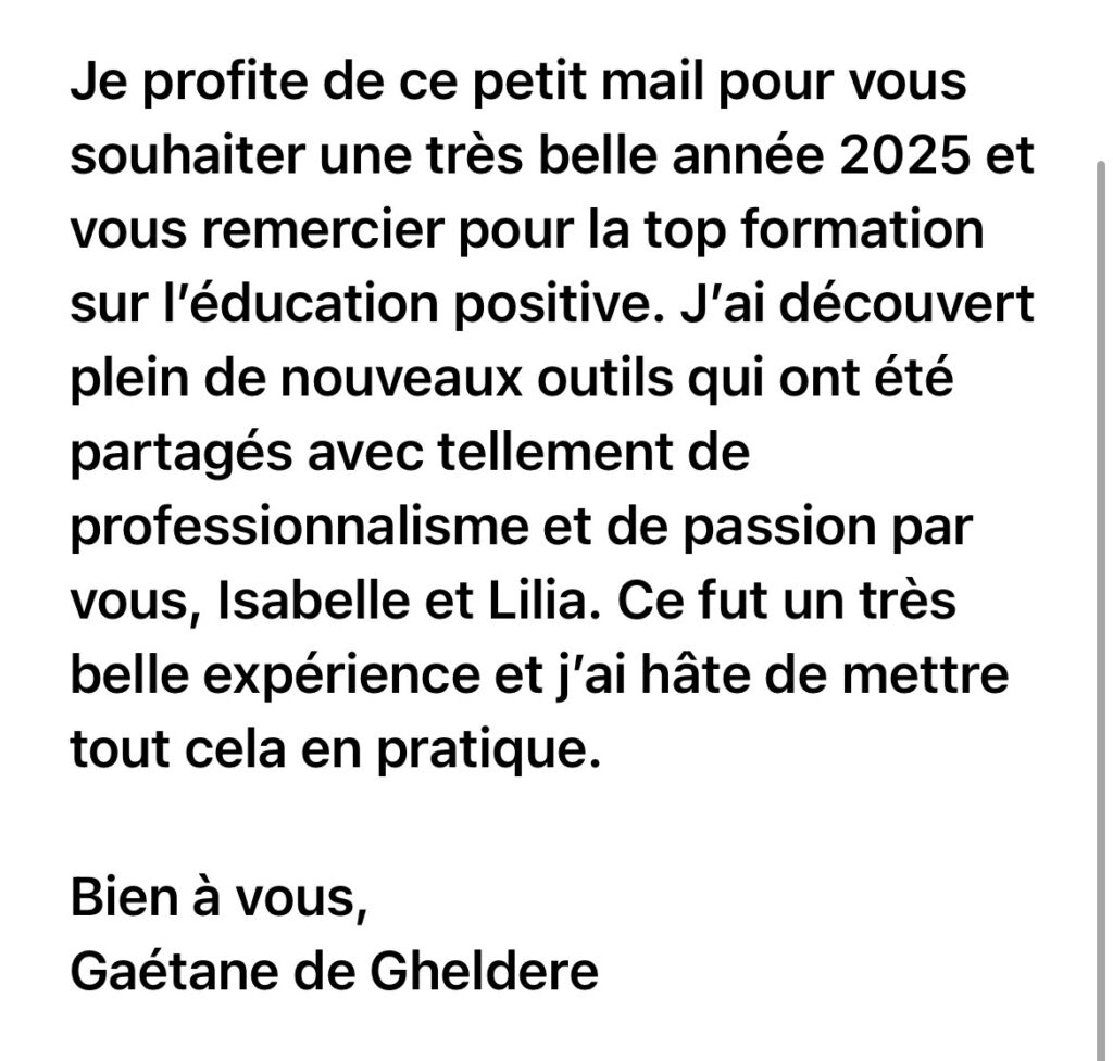 Témoignage Formation Education positive