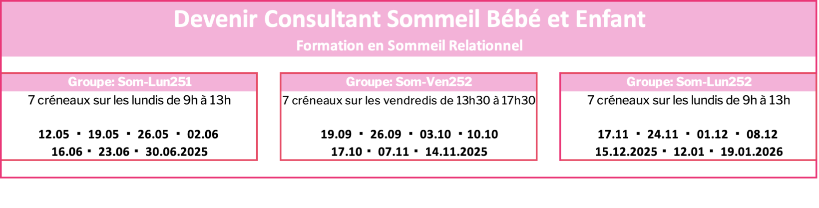 Planning 2025b Formation Consultant sommeil bébé